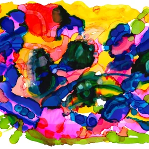 Dance of Elements – abstract alcohol ink painting by Moojan Azar on Yupo paper