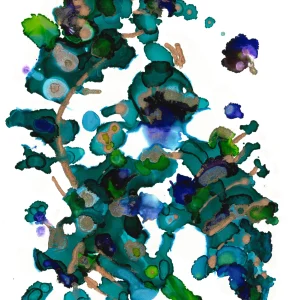 Dissolve Into Nature – abstract alcohol ink painting by Moojan Azar on Yupo paper