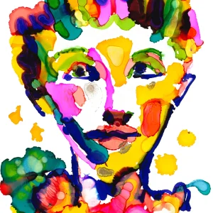 Mixed Feelings and Playfulness – abstract alcohol ink painting by Moojan Azar on Yupo paper