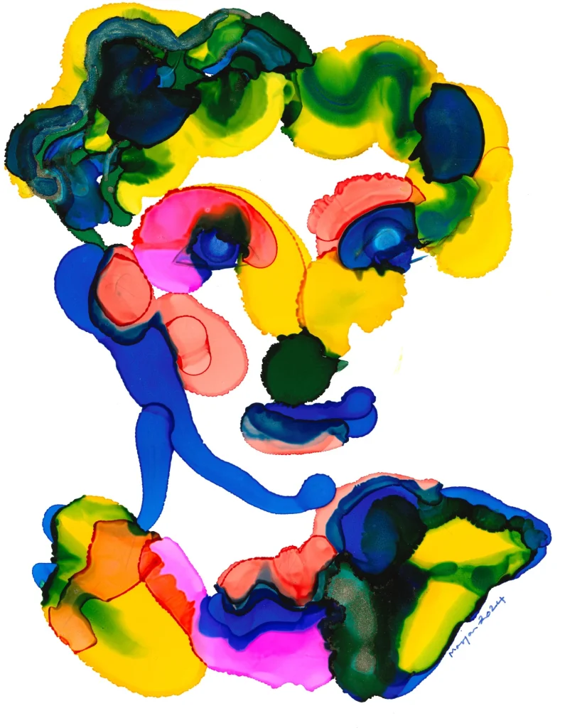 Mixed Feelings and the Light Within – abstract alcohol ink painting by Moojan Azar on Yupo paper