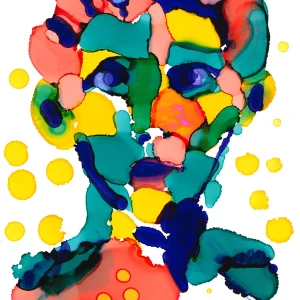 Mixed Feelings and the Pain She Bears Every Day – abstract alcohol ink painting by Moojan Azar on Yupo paper