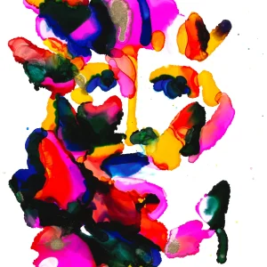 Mixed Feelings and the Turmoil – abstract alcohol ink painting by Moojan Azar on Yupo paper
