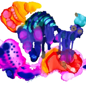 Nebula Crawler – abstract alcohol ink painting by Moojan Azar on Yupo paper