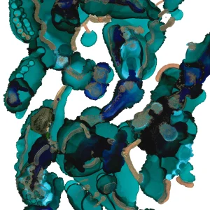 Never Ending Green – abstract alcohol ink painting by Moojan Azar on Yupo paper
