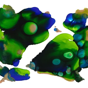 Suspended Forest – The Forgotten Woods – abstract alcohol ink painting by Moojan Azar on Yupo paper