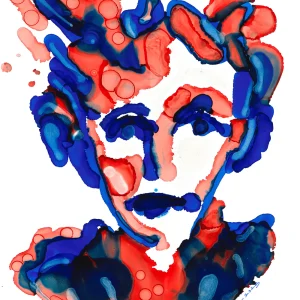 The Blue Girl – abstract alcohol ink painting by Moojan Azar on Yupo paper