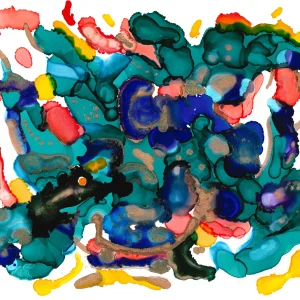 The Wounded Forest – abstract alcohol ink painting by Moojan Azar on Yupo paper